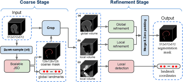 Figure 1 for SkullEngine: A Multi-stage CNN Framework for Collaborative CBCT Image Segmentation and Landmark Detection