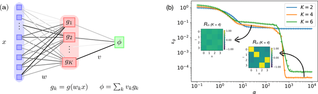 Figure 1 for Dynamics of stochastic gradient descent for two-layer neural networks in the teacher-student setup