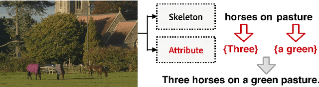Figure 1 for Skeleton Key: Image Captioning by Skeleton-Attribute Decomposition