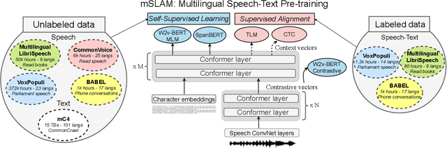 Figure 1 for mSLAM: Massively multilingual joint pre-training for speech and text