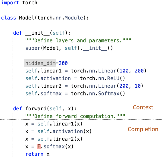 Figure 1 for A Static Evaluation of Code Completion by Large Language Models