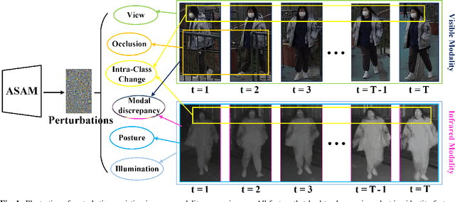 Figure 1 for Adversarial Self-Attack Defense and Spatial-Temporal Relation Mining for Visible-Infrared Video Person Re-Identification