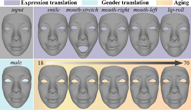 Figure 1 for Unpaired Multi-domain Attribute Translation of 3D Facial Shapes with a Square and Symmetric Geometric Map